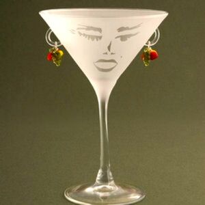 Carmen Frosted Glass Martini Earrings Set Of 2 (Rare)